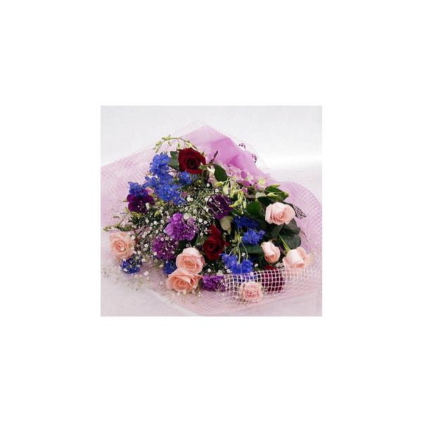 商品発送元：シンコーフラワーセンターフラワー・ガーデニングサイズ : 高さ　50 cm 幅　40 cm使用花材 : バラ・マリンブルー・カスミ草　他