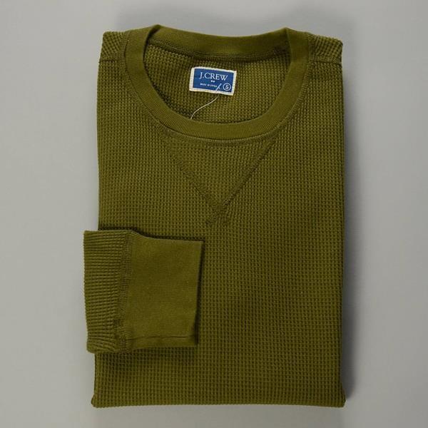 Final Sale 評判 J Crew ジェイクルー Newワッフルコットンtシャツ ディープオリーブ