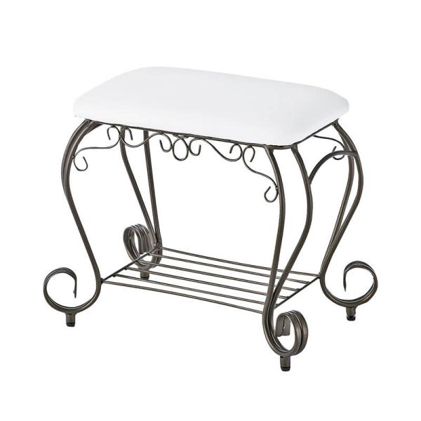 商品発送元：おしゃれな家具やインテリア収納　ガンモマーケット生活・インテリア・文具、イス、スツール背もたれなし曲線をあしらった装飾の洗練されたデザイン、心地よさを醸し出すアンティークゴールドが人気のエントランスチェア。クッション入りの座面は...