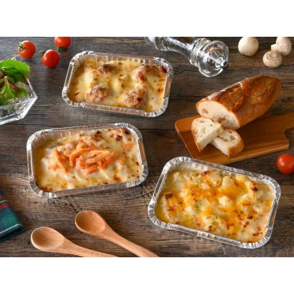 商品発送元：ガタ市フード・菓子、水産物・水産加工品新潟の食材を主役にした、具材を楽しむグラタン。  生産地新潟市中央区  内容量佐渡産銀鮭とジャガイモのグラタン・もち豚のポルぺッティとペンネのグラタン・日本海産紅ズワイ蟹とマカロニのグラタン...