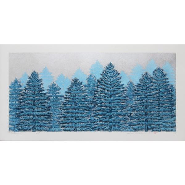 並木一 木版画 -Tree Scene 161 - Hajime Namiki Woodcut