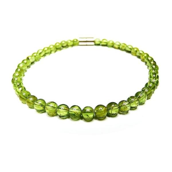 黄金の宝石天然石ペリドット約4ミリブレスレットマグネット式留め貴重8