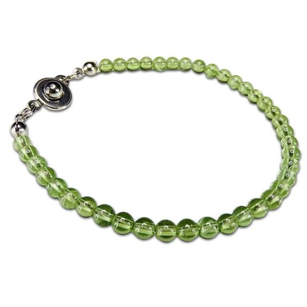 良質天然ペリドット橄攬石小玉約4mm天然石ニューホック式ブレスレット