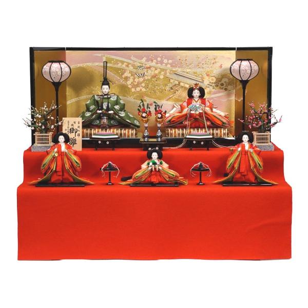 京十番 平安 小葵地松喰鶴丸文様 五人揃い二段飾りをレビュー