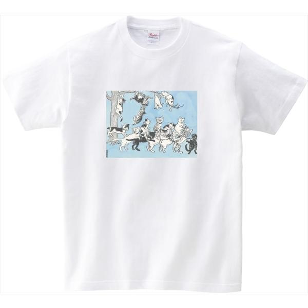 ねこの絵画 Tシャツ 「猫の国の幼稚園」 北澤楽天 08