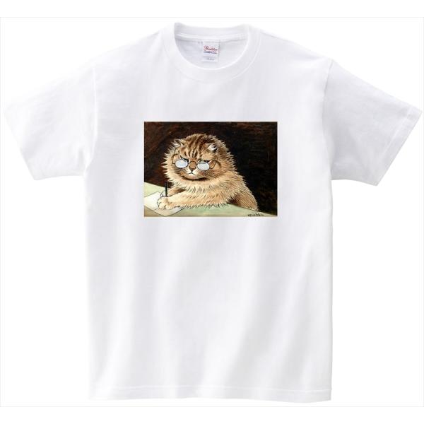 ねこの絵画 Tシャツ 「メガネをかけて仕事中の猫」 ルイス・ウェイン28