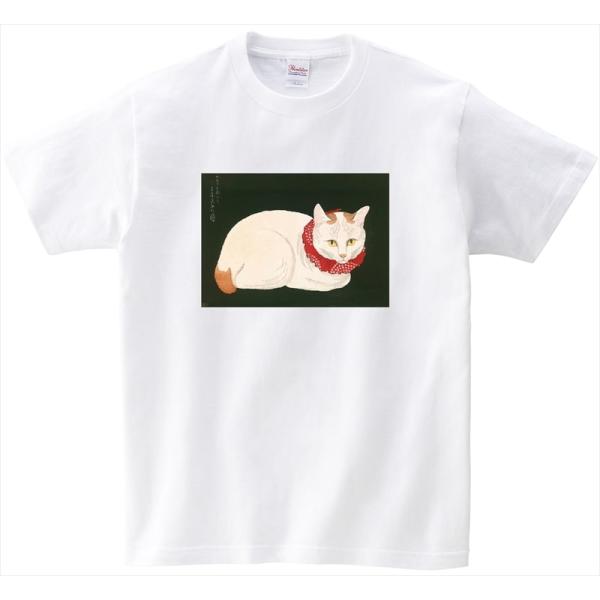 ねこの絵画 Tシャツ 「白猫」 高橋松亭 29