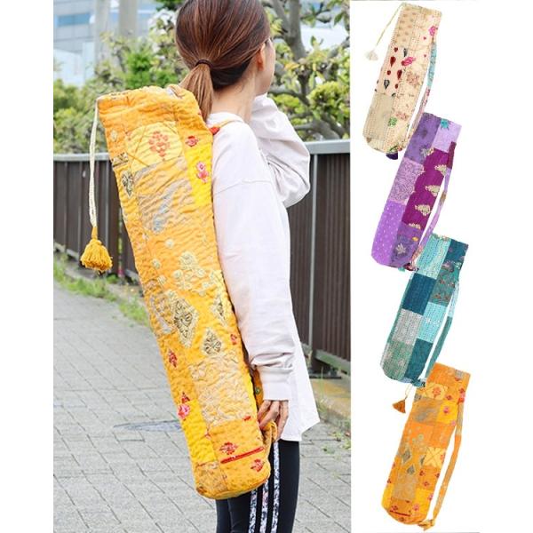 商品発送元：tesoroバッグ・靴・小物、バッグ《商品説明》生産地：インドサイズ：約75×14cm素材：古布部分：綿、レーヨン裏地：綿100％刺繍糸：ポリエステル100%人気のカンバディアシリーズにヨガマットケースが登場！きらびやかなデザイ...