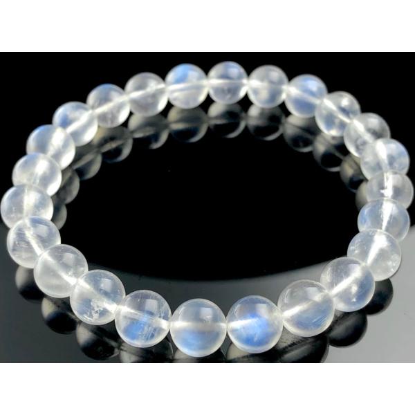 【1点物】スリランカ産★天然石ブレスレット/スカイブルームーンストーン（月長石/moonstone）/ラウンド/約8mm/1本【天然石/パワーストーン】【アメリカツーソ