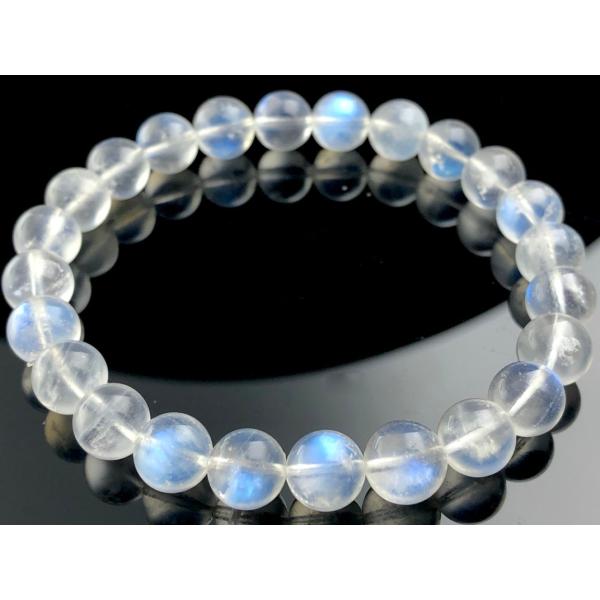 【1点物】スリランカ産★天然石ブレスレット/スカイブルームーンストーン（月長石/moonstone）/ラウンド/約8mm/1本【天然石/パワーストーン】【アメリカツーソ