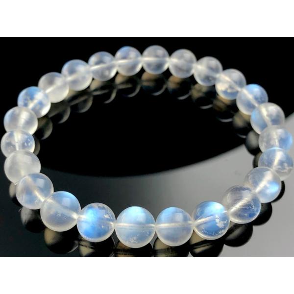【1点物】スリランカ産★天然石ブレスレット/スカイブルームーンストーン（月長石/moonstone）/ラウンド/約8mm/1本【天然石/パワーストーン】【アメリカツーソ