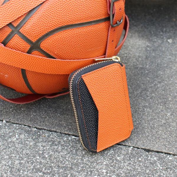 新作【mu×NADAYA SPORTS】 バスケットボールレザー 本革 Rファスナー コンパクト財布 ナダヤスポーツ