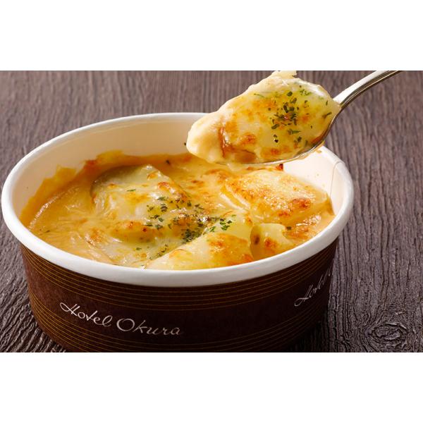 商品発送元：Hotel Okura OEC-shop350626フード・菓子電子レンジで温めるだけで手軽にお召し上がりいただけるポテトグラタンです。※写真は盛り付けの一例です。※ご自宅用商品のため簡易箱でのお届けとなります。※包装・熨斗掛け...