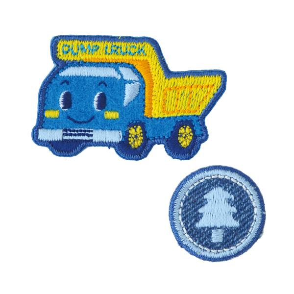 商品発送元：P's fan パイオニア　 ワッペン ハンドメイドクラフトおもちゃ・ホビー・ゲーム、手芸・クラフト、その他入園入学の目じるし・お手持ちのグッズのワンポイントに(^^♪デニム素材を使ったJNシリーズダンプトラックと標識のセットで...