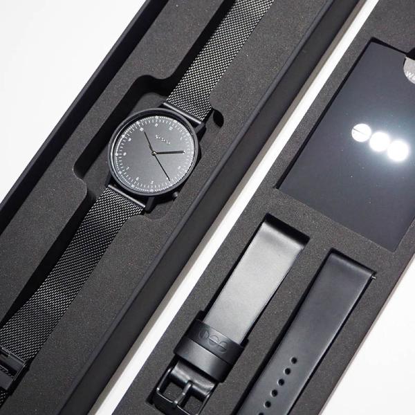 限定ボックス 「FOR HIM」 LEWIS BLACK MESH + BLACK LEATHER STRAP ルイス ブラックメッシュ+ブラックレザー
