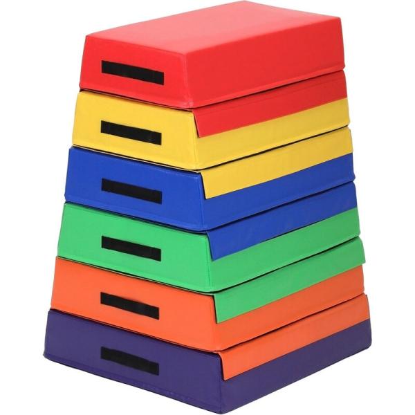 商品発送元：地球問屋スポーツ・アウトドア・旅行製品仕様商品名跳び箱 ソフト 飛び箱 とび箱 ジョイント式 とびばこ 子供 幼児 保育園 幼稚園 小学生 運動 自宅 子ども 室内 家庭用 (6段セット/カラフル)サイズ6段セット/（約）高さ7...