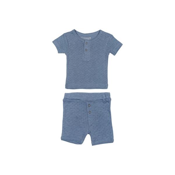 Pointelle Henley Tee＆Shorts Set【全5色】