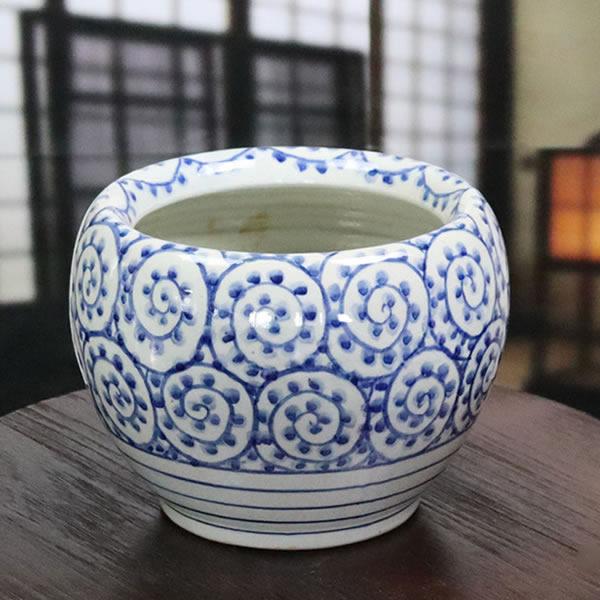 商品発送元：まるいち本店13時までの決済完了で当日出荷（土日祝日除く）生活・インテリア・文具品　番hi-0038　しがらき焼き品　名信楽焼　火鉢型多用ポット　たこ唐草（大）［送料無料］サイズ・重量直径240×高さ180mm口径　165mm重...