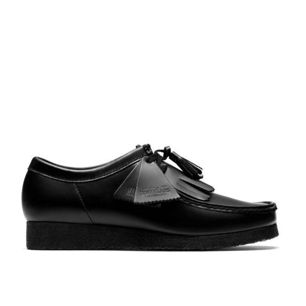 Clarks AW25 M Wallabee Black HiShine Leather 26183780 : shopooo by