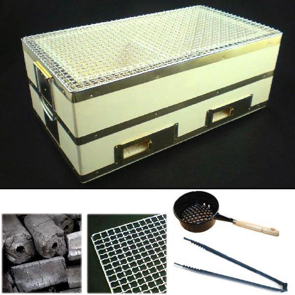 七輪2 4人用 奥能登天然珪藻土切り出し七輪長角45号網付きオガ炭5ｋｇと火おこし鍋セット火ばさみ付 Buyee Buyee 提供一站式最全面最專業現地yahoo Japan拍賣代bid代拍代購服務