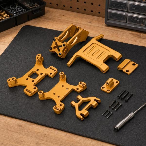 工業車両 RCカー ブラケット 強化メタルキット ダンパー固定 前ショックマウント リアショックマウント ウィング台座 適用に?応 整備、調整、オフロード適用