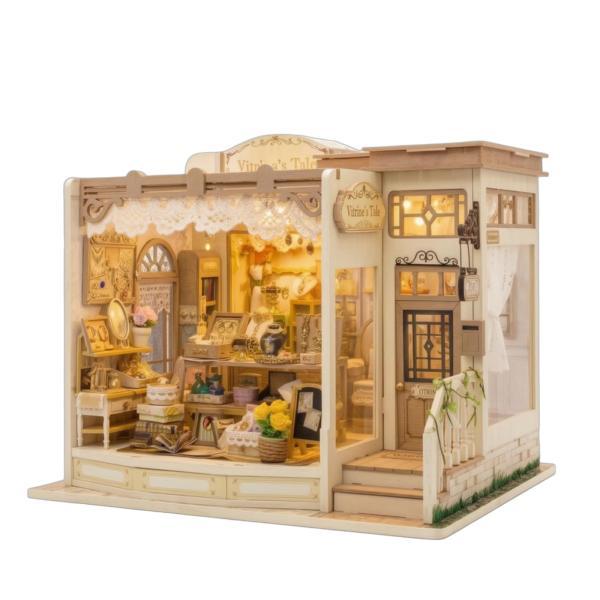 ミニチュア　ドールハウス　ライト　　　　　「おもちゃ屋さん」 ドールハウス with LEDライト コンパクト ライト付きミニチュアハウス
