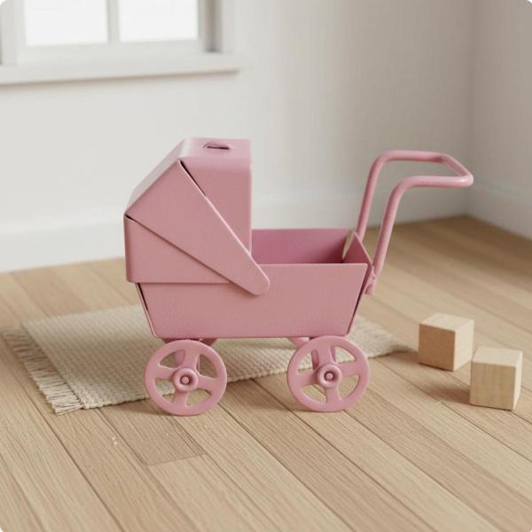 ドールストローラー オーナメント ミニ家具 スケールモデル インファントキャリッジ 回転ホイール クラシックデザイン 趣味ディスプレイ コレクターズ展示に適用