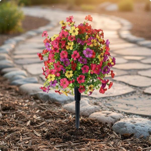 造花造花の花 屋外対応 花壇用ステーク メンテナンス不要 ガーデン用花球ステーク 耐候性 フラワーピック UV耐性 庭飾り 中庭用