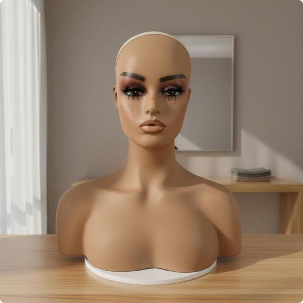 マネキンヘッド 肩付き 展示用ベース 髪型ショー ピン挿入可 耳穴付き 安定感 PVC ウィッグスタンド コスプレ ウィッグ ショップ 店舗撮影 ホームスタジオに適用