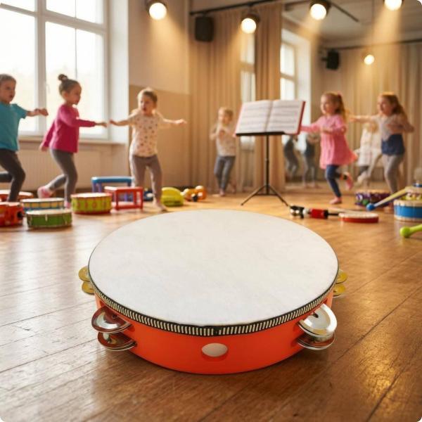 子ども用タンバリン リズム 打楽器 ダブルロウ ジングル 楽器 音楽教育 教材 携帯軽便 手で鳴らす 木製フレーム 舞台パフォーマンス 教室指導に適用