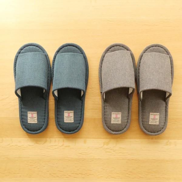 洗える【メンズ専用ルームシューズ】リネン風外縫い　スリッパ　紳士　来客用　普段履き　無地　前開き　お客様　おしゃれ　通年用　大きいサイズ　Ｌサイズ