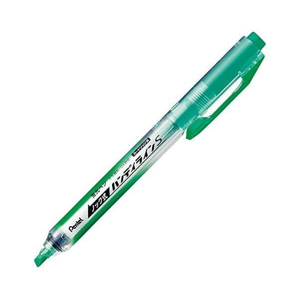 ぺんてる ハンディラインS ノック式蛍光ペン SXNS15-K ライトグリーン 10個セット 水性顔料インク 詰め替え対応