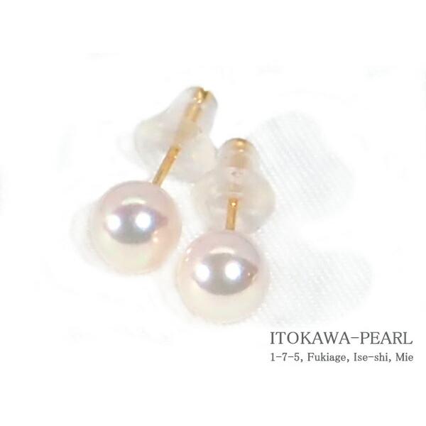 あこや真珠ピアス＜5.6mm＞スタッド・K18YG PE-7567 : 糸川真珠 - 通販