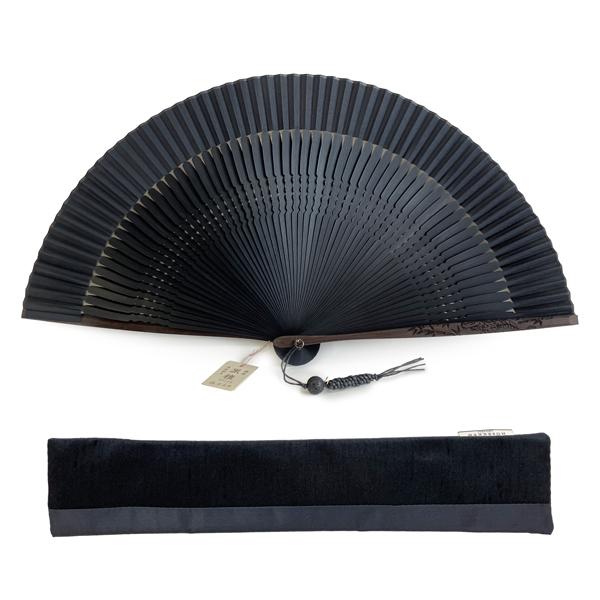 絹扇子セット 60間 親黒檀 彫刻 虎【※※※名入れ不可※※※】(0182-24