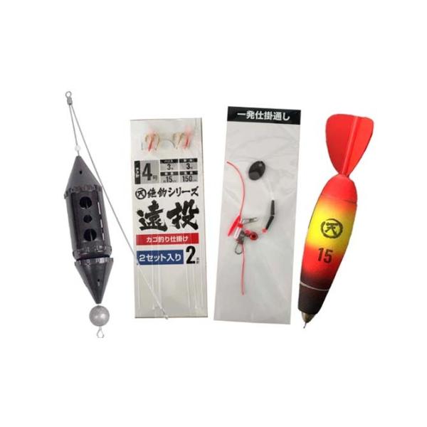 ZEALOUS 遠投カゴ釣り入門セット ウキサイズ12号~15号 仕