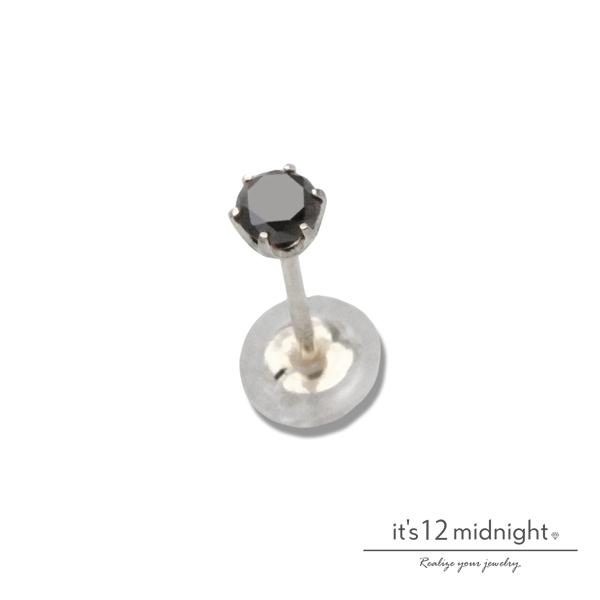 it's 12 midnight イッツ トゥエルヴ ミッドナイト 3mm Black Diamond × Platinum Pierce ブラックダイヤモンド × プラチナ スタッド ピアス [ M-P006-BD-Pt ]