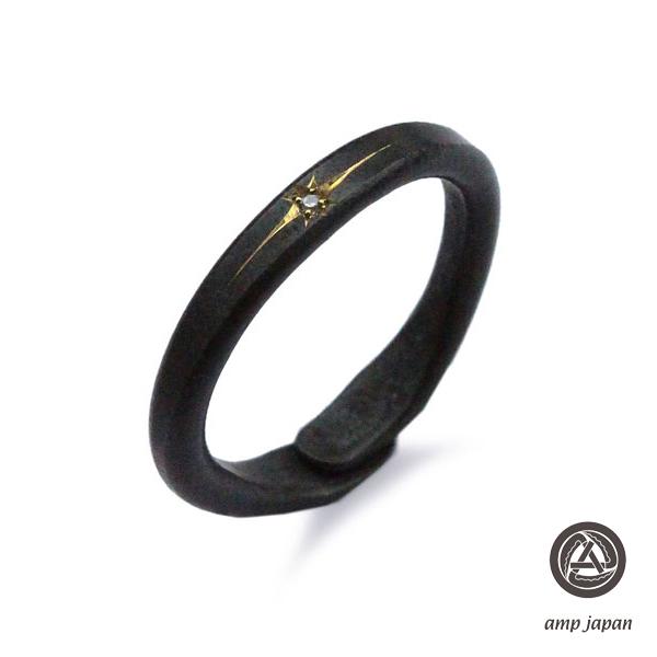 アンプ ジャパン amp japan Black Brass Ring With Diamond 16AO-210 ブラック ブラス リング ウィズ ダイヤモンド 正規品 指輪 ゴールド 宝石 黒 真鍮