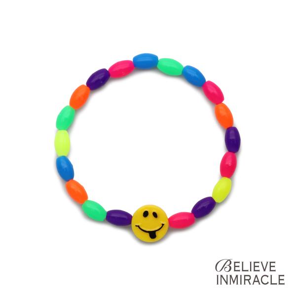 BELIEVEINMIRACLE ビリーブインミラクル PLASTIC BZ BRACE ネオンカラー プラスチック ビーズ ブレスレット 正規品 腕輪 ニコちゃん スマイリーフェイス