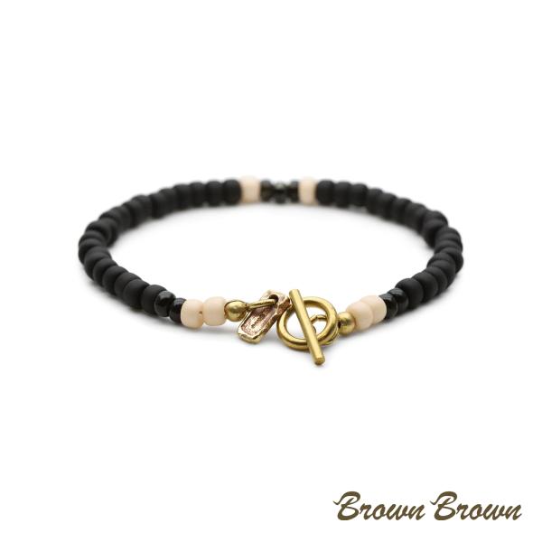 BrownBrown ブラウンブラウン ガラスビーズ ブレスレット ( BLACK ) [ BBL-1298 ] 正規品 ブラック プレゼント メンズ レディース 人気 ブランド