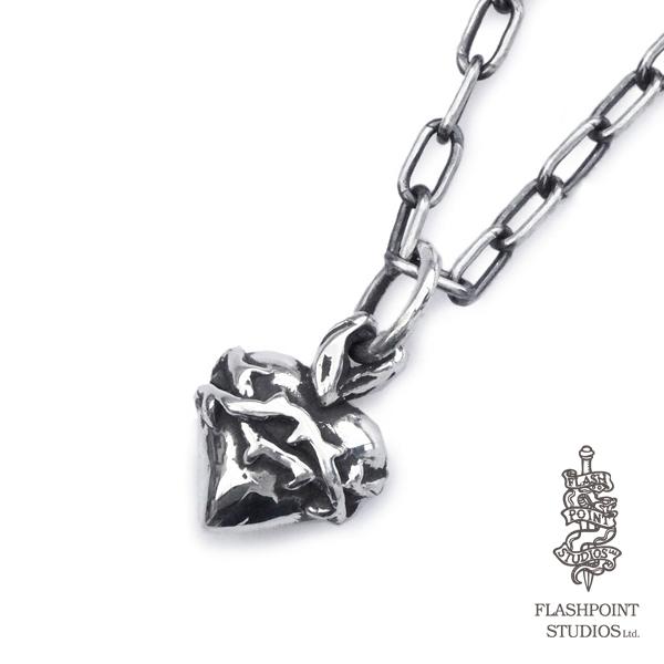 Flash Point フラッシュポイント TINY SACRED HEART NECKLACE タイニーハートネックレス ペンダント シルバー  タトゥー 刺青 入れ墨 銀 925 チェーン 長さ調…