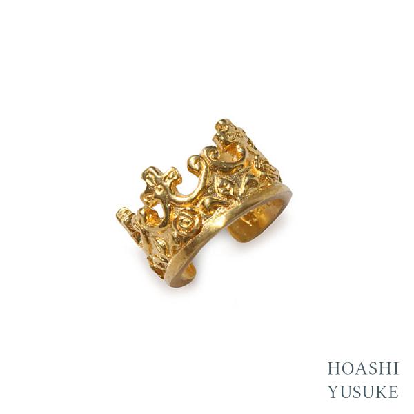HOASHI YUSUKE ホアシユウスケ あなたは王様 イヤカフ ブラス 正規品 イヤーカフ クラウン 王冠 ティアラ 薔薇 バラ ゴールドカラー 真鍮 メンズ レディース