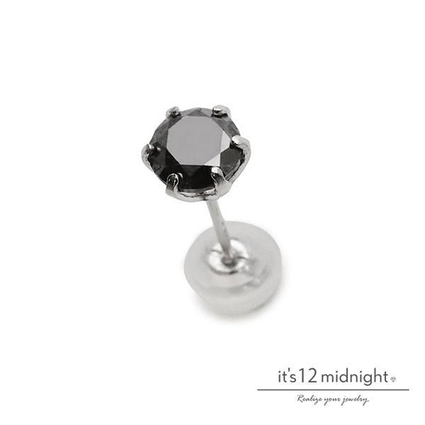 it's 12 midnight イッツ トゥエルヴ ミッドナイト 5mm Black Diamond × Platinum Pierce ブラックダイヤモンド × プラチナ スタッド ピアス [M-P006-BD5-Pt]