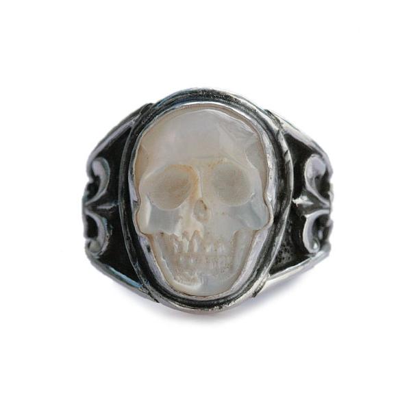 Lee Downey リーダウニー Sculpted Skull Ring - mother of pearl