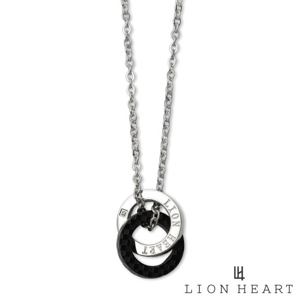 LION HEART ライオンハート 『 LH-1 』 ステンレス ラージダブルリング ネックレス ( ブラック ) [ 04N135SM ] 正規品 ペンダント 人気 ブランド