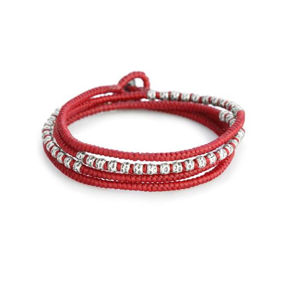 M.Cohen エムコーエン knotted 4 wrap silver thai hammered bead B 