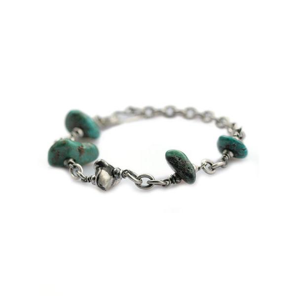 ターコイズシルバーアクセ ブレスレット サンクコラボ完売品 SunKu（サンク） 39 Turquoise Chain & Beads Bracelet / SK-027-TAQ