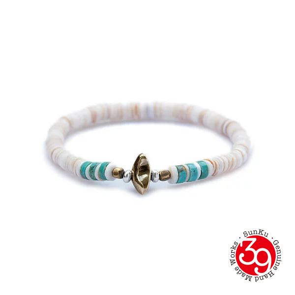 SunKu（サンク） 39 ヒシシェル ブレスレット (White) / SK-055-WHT 