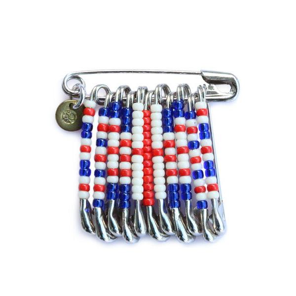 SunKu サンク 39 SAFETY PIN BADGE UNION JACK / セーフティー ピン バッジ ユニオン ジャック 正規品 ビーズ ブローチ イギリス国旗 ブラスゴールド 真鍮 …