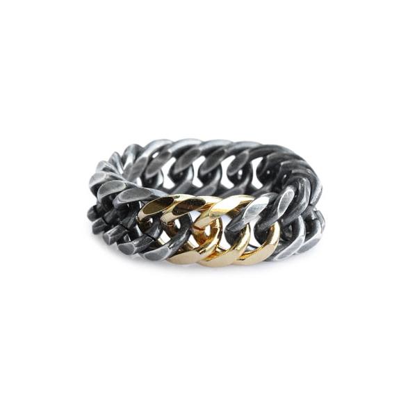 ON THE SUNNY SIDE OF THE STREET オン ザ サニー サイド オブ ザ ストリート Double Curblink Chain Ring (SIlver w Gold) ダブル カーブリンク チェーン リ…