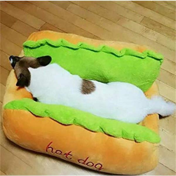 Aqueous ペット用マット ペットベッド かわいいホットドッグ 犬 ベッド 夏冬 通年利用 ソファベッド 小犬 猫用クッション ホット